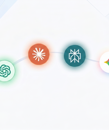 Logos der AI-Lösungen Gemini, ChatGPT, Perplexity, Claude, Google, CoPilot
