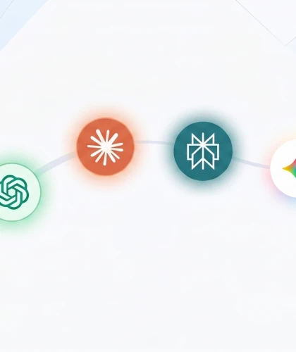 Logos der AI-Lösungen Gemini, ChatGPT, Perplexity, Claude, Google, CoPilot